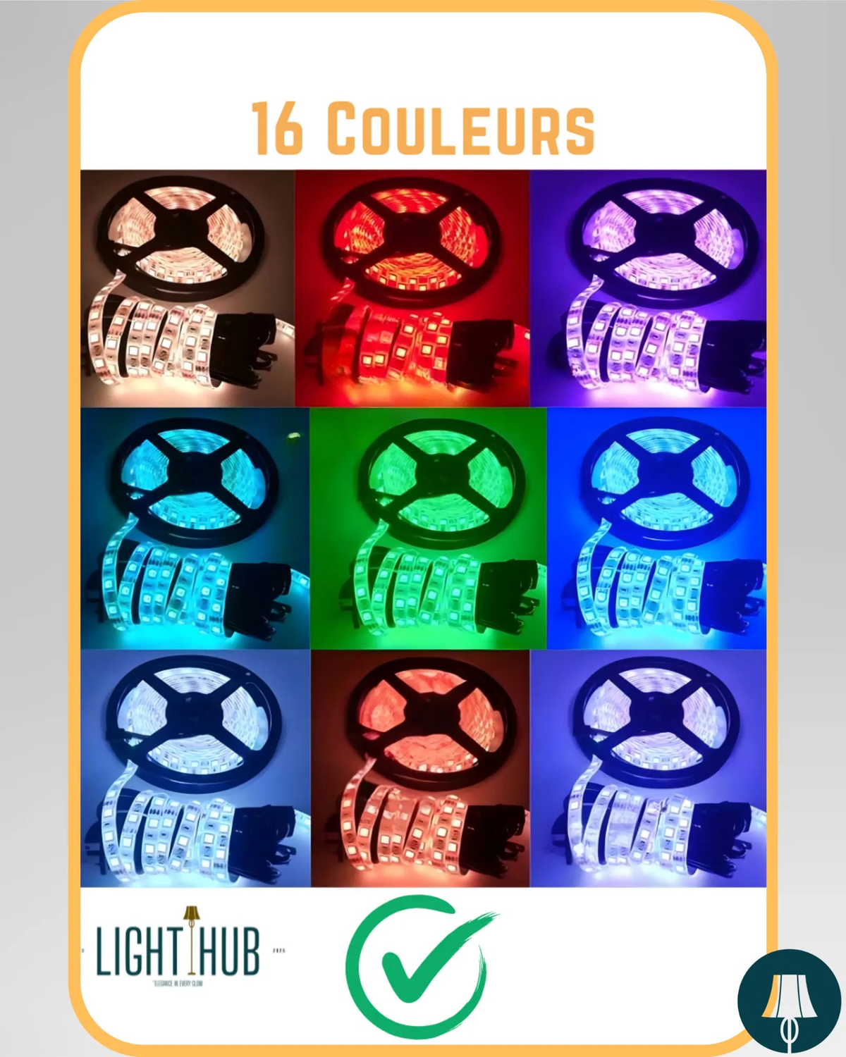 Kit Ruban LED 5050 RGB 5M – Haute Performance Lumineuse – Contrôle à Distance & Installation Facile - "LIGHT HUB"