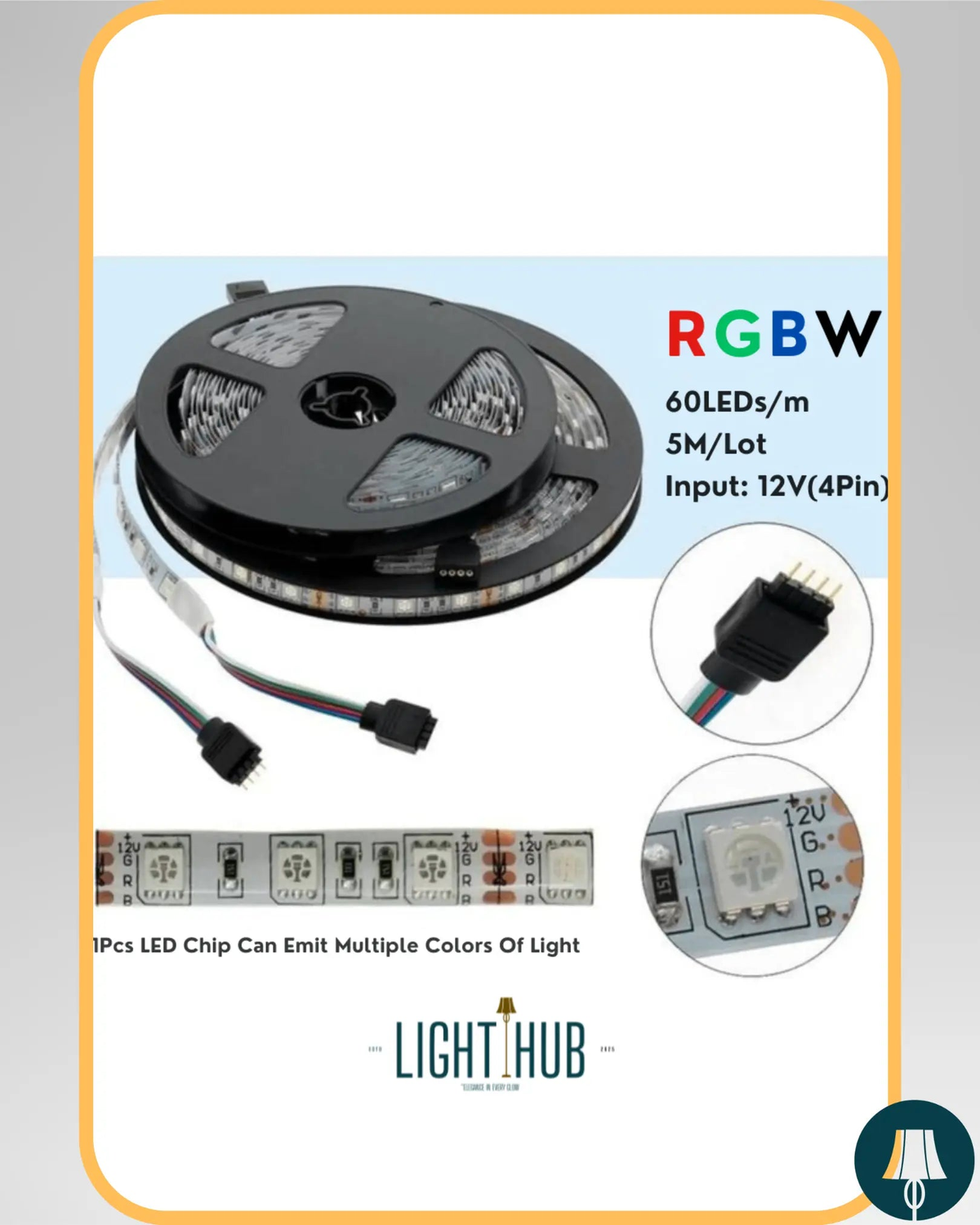 Kit Ruban LED 5050 RGB 5M – Haute Performance Lumineuse – Contrôle à Distance & Installation Facile - "LIGHT HUB"