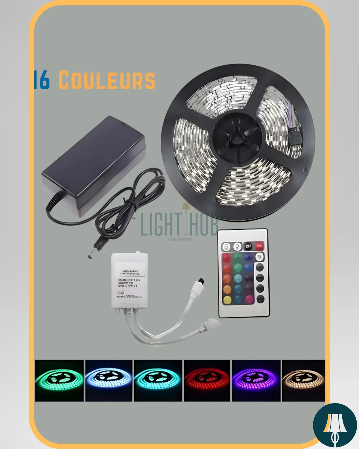 Kit Ruban LED 5050 RGB 5M – Haute Performance Lumineuse – Contrôle à Distance & Installation Facile - "LIGHT HUB"