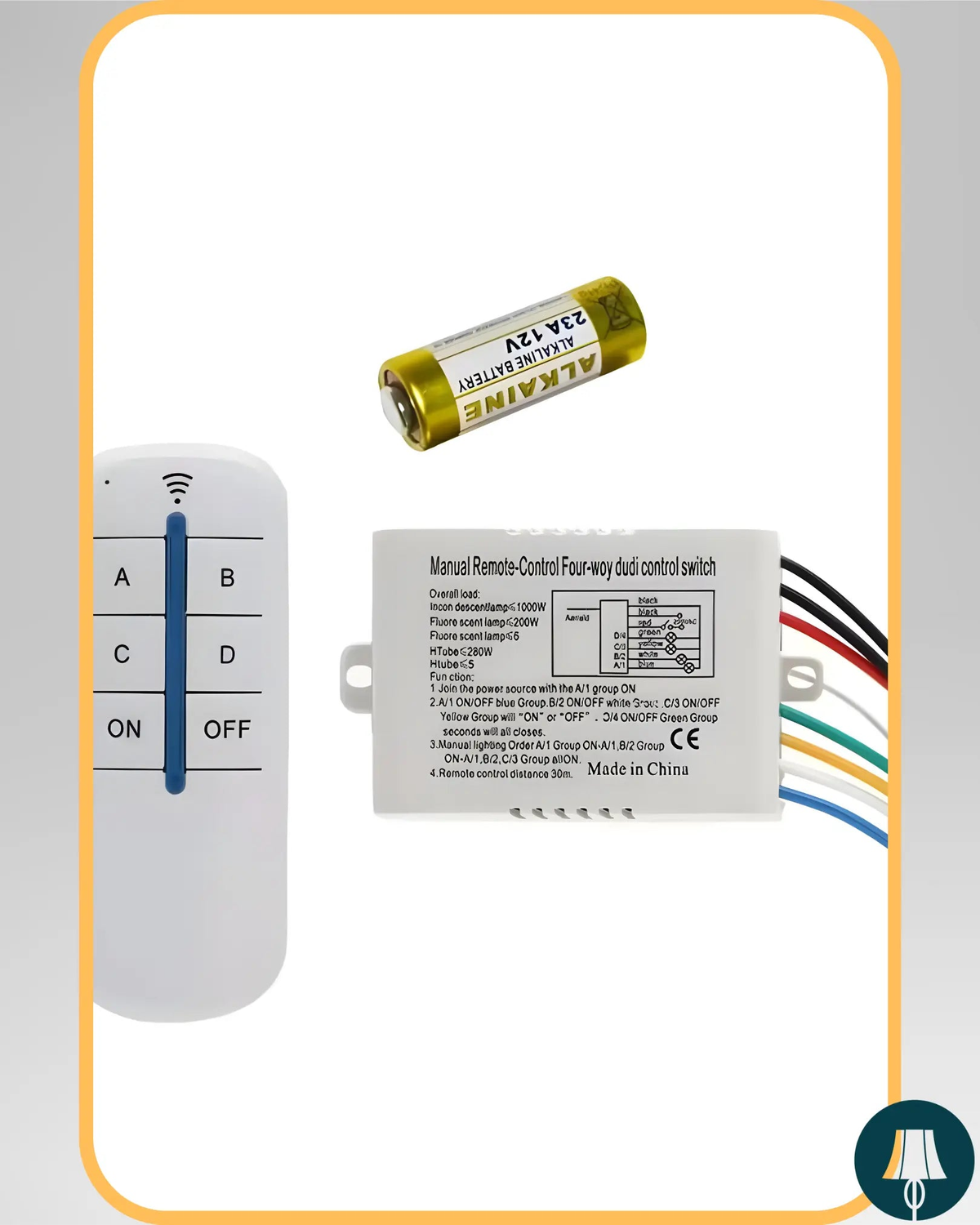 Commutateur de Commande à Distance Sans Fil RF433 (4 Voies) - "LIGHT HUB"